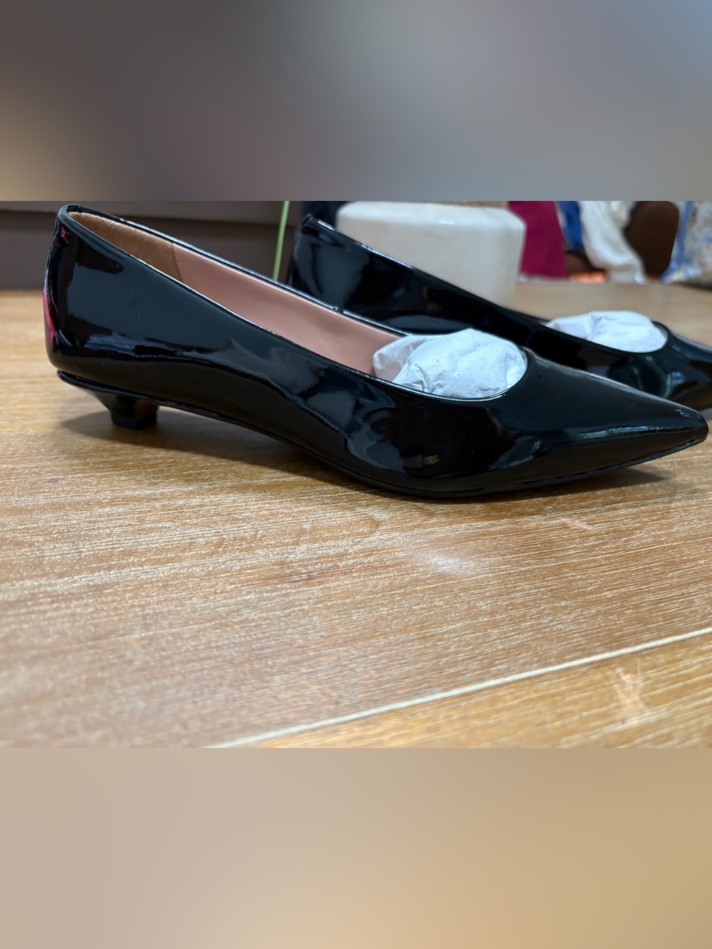 Paolo Black Patent Pointed Toe Pumps With Low Heel - Picture 2 of 10